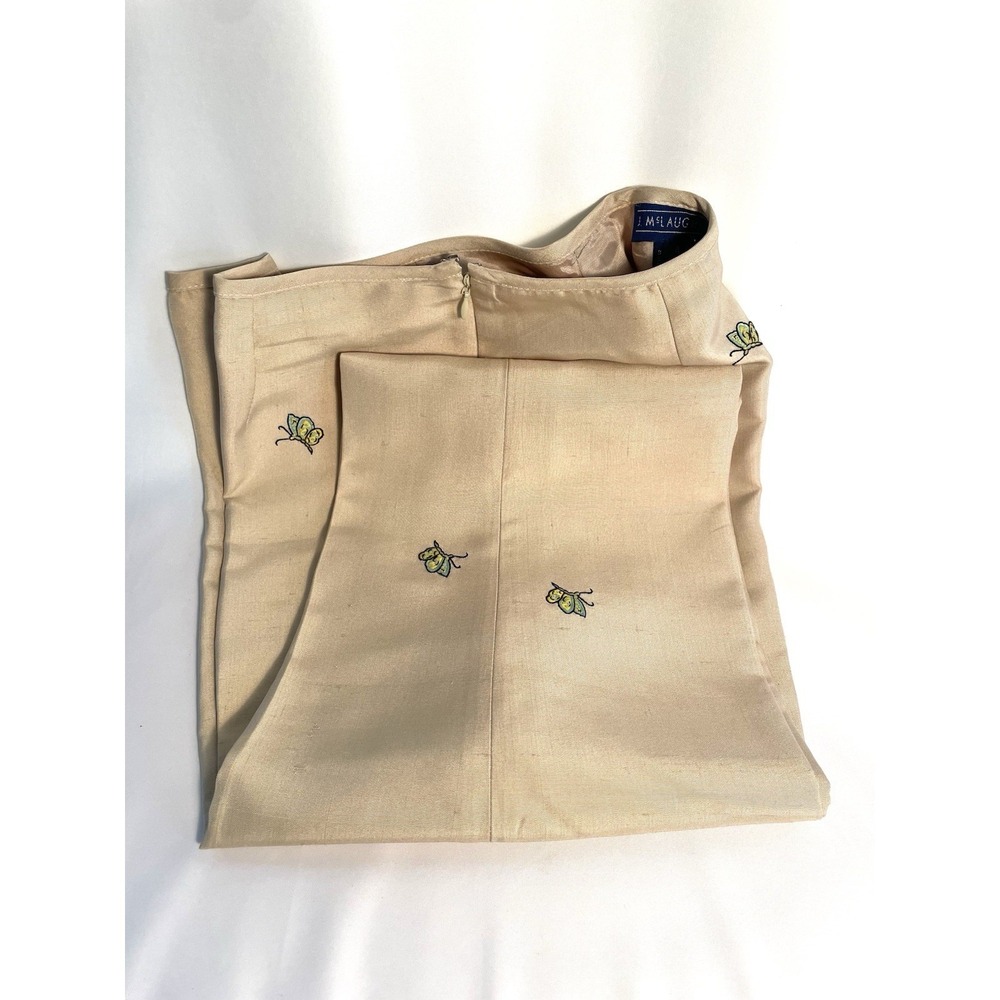 J Mclaughlin Womens Pants Slacks Raw Silk Lined Ivory with Butterflies Sz 4 VTG - Picture 8 of 8